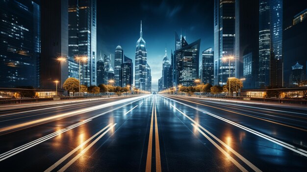 the light trails on the modern building background