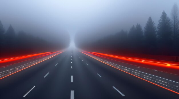 Photo light trails on road at night