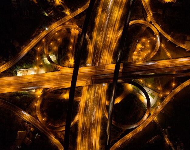 Light trails on street at night