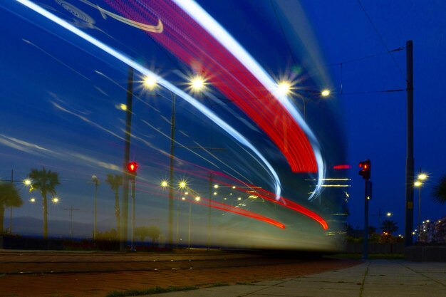 Photo light trails on street at night