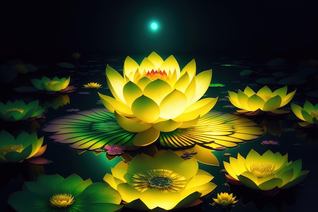 A light up of a lotus flower