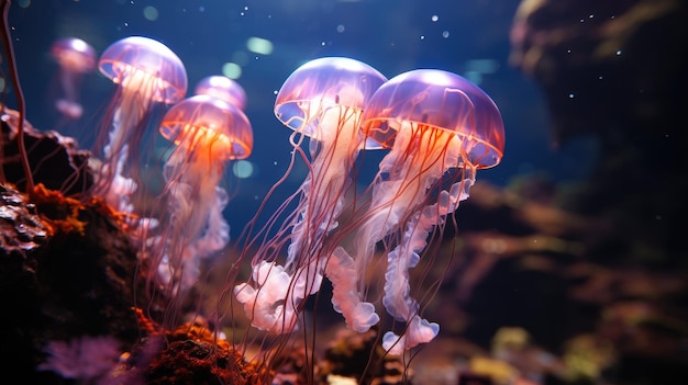 Light violet jellyfish underwater photography