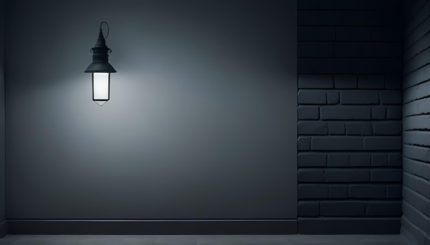 a light on a wall that is on a dark wall