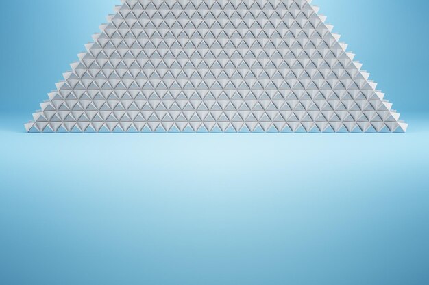 Light white pyramid on blue background