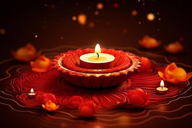 light with oil lamp Diwali background illustration