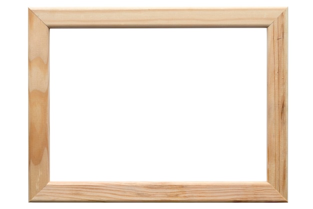 Light wooden picture frame on the white background