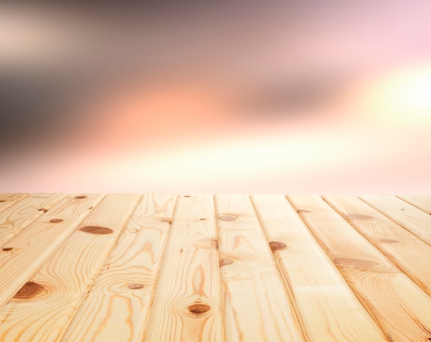 Light wooden table background for the product