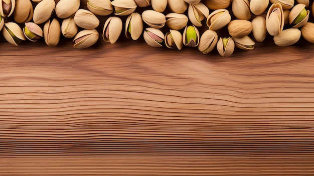 Легкая деревянная текстура фона с рамкой, разбросанной различными орехами