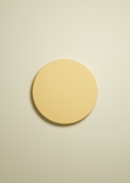 Light yellow 3D simple minimal product display background top view flat lay cylinder circle podium