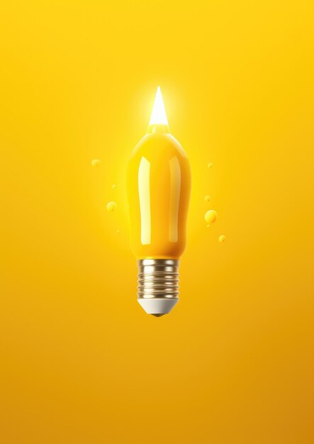 Light yellow bulb with a lot of ideas brainstorming concept rocket shape generative ai