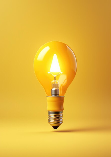 Light yellow bulb with a lot of ideas brainstorming concept rocket shape generative ai