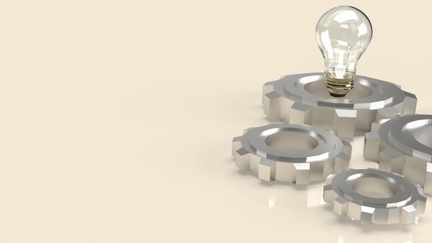 The lightbulb and gear for creative or idea concept 3d rendering