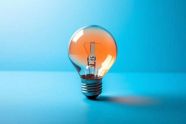 A lightbulb with a blue background