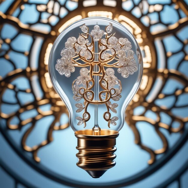 lightbulb with a brain inside 3d render