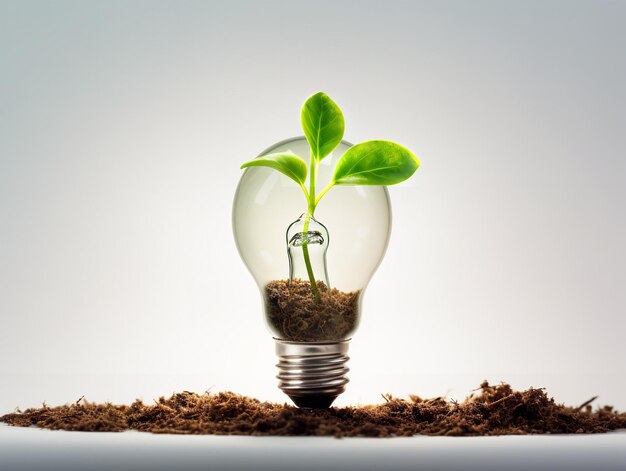 Lightbulb with Plant Growing Inside Innovation and Growth Isolated on White Background AI Generated