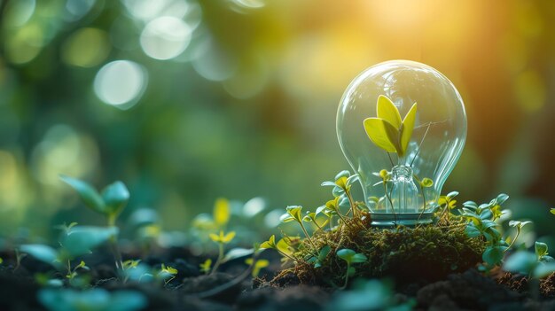 A lightbulb with plants growing within Generative Ai