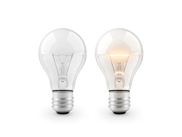 Lighted bulb isolated on white background 3d render