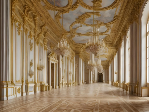 Lighted chandelier inside white and brown building palace housing