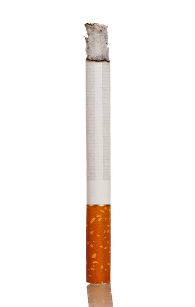 Lighted cigarette costs on a white background