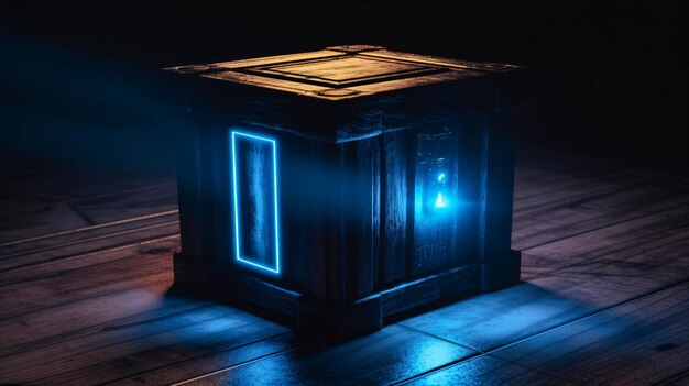 Lighted Wooden Box A Generative AI Image