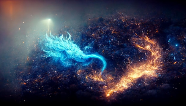 Lightening Dragon at Space Galaxy Background Image