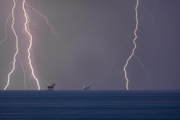 Lightening on petrol sea platforms