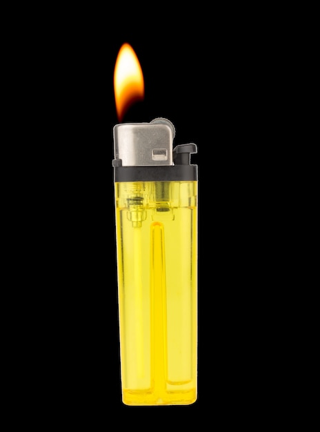 Photo lighter fire isolated on white background