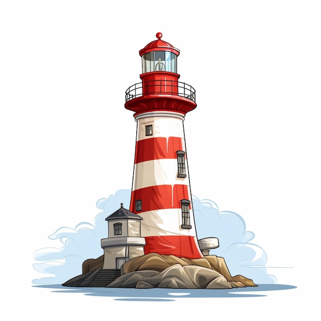 Lighthouse 2d cartoon vector illustration on white background