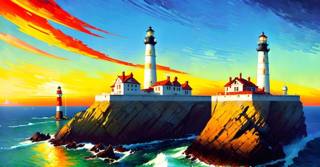 Lighthouse as leadership direction warning alert indicator guidence signal generative ai concept