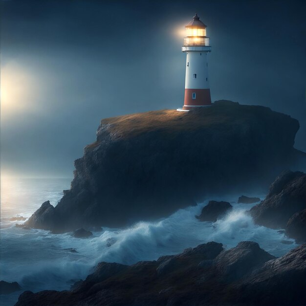 A lighthouse beside the ocean