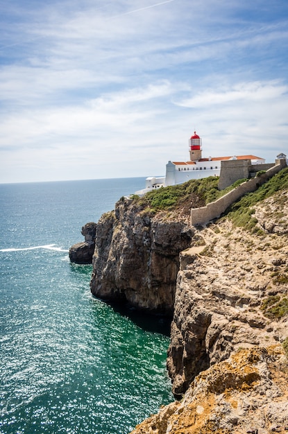 Sagres Algarve 포르투갈에서 유럽의 Cabo de Sao Vicente 끝의 등대