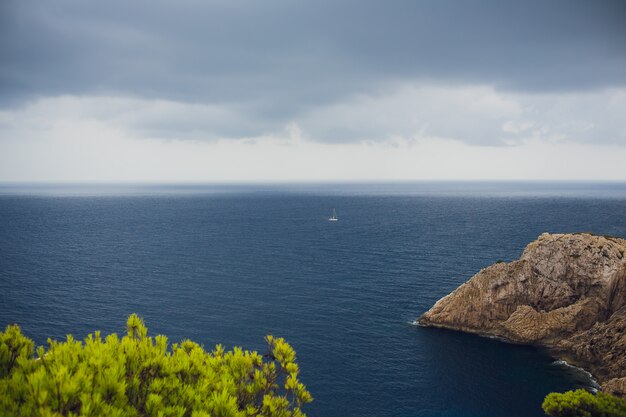 Lighthouse at Cape Formentor in Coast of North Mallorca, Spain. Artistic sunrise and dusk landscape