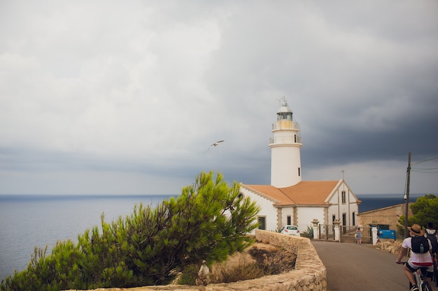 Lighthouse at Cape Formentor in Coast of North Mallorca, Spain. Artistic sunrise and dusk landscape