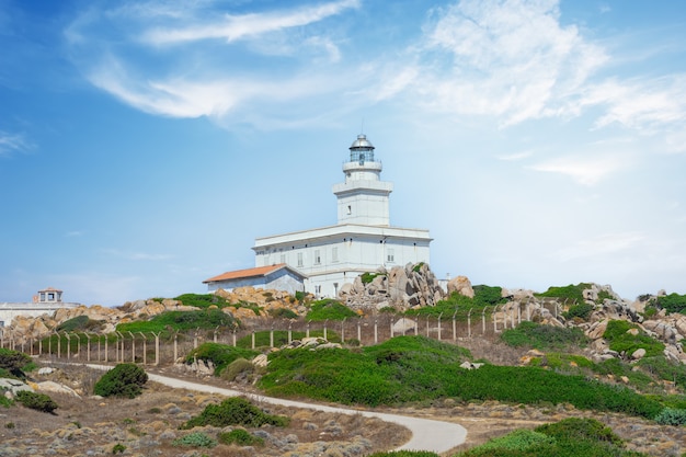 Lighthouse in Capo Testa, Sardinia.