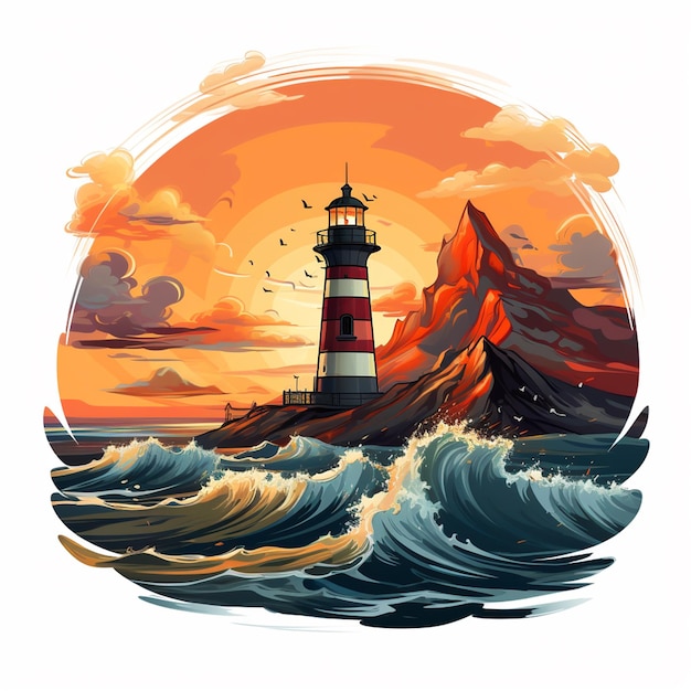 lighthouse cartoon logo