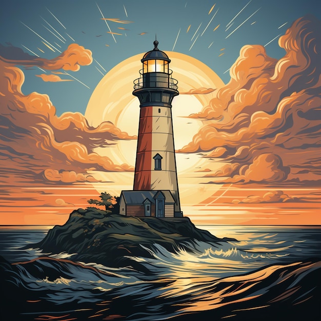 lighthouse cartoon logo