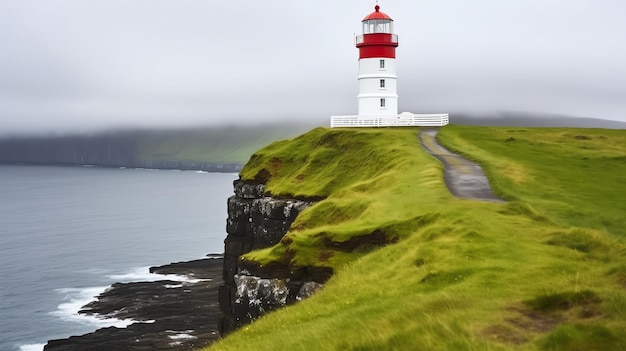 Photo a lighthouse on a cliff