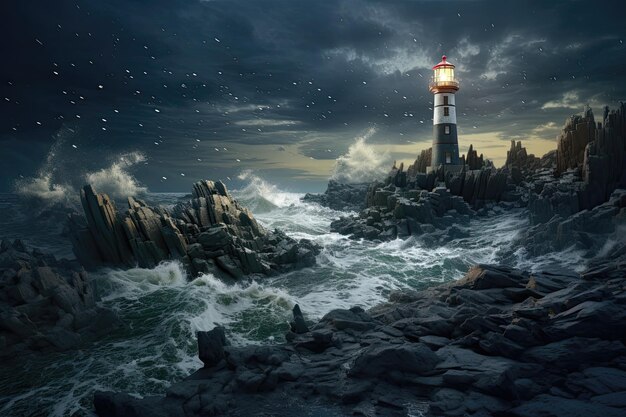 lighthouse on the coast of the sea generative ai