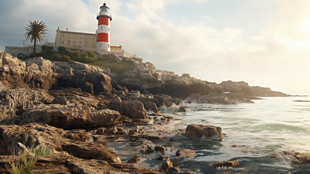 A lighthouse is a tall structure typically situated on the coast or at the entrance of a harbor d