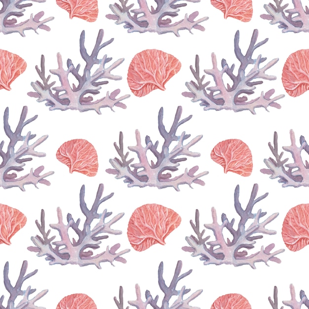 lighthouse jellyfish starfish  corals shells beach watercolor illustration