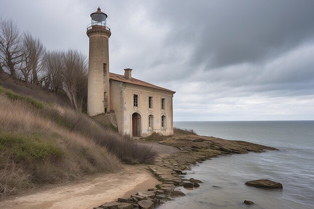 Photo lighthouse la hevre and its abandoned bumkers