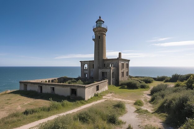 Photo lighthouse la hevre and its abandoned bumkers