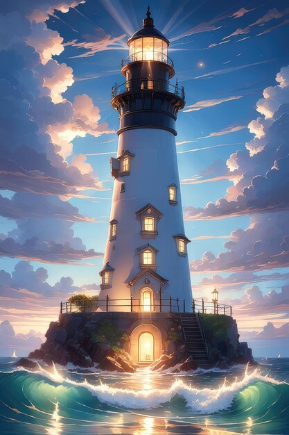 A lighthouse in a a mysterious atmosphere