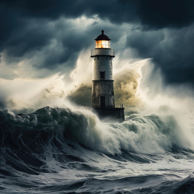 a lighthouse in the ocean