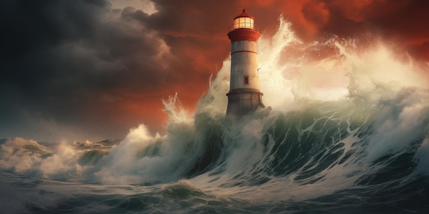 a lighthouse in the ocean