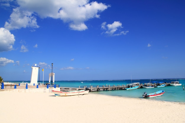 Lighthouse Puerto Morelos hurricane inclined