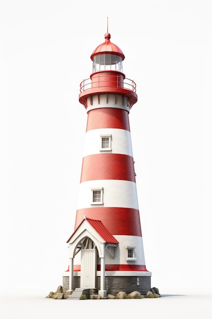 Lighthouse on the rock isolated on white