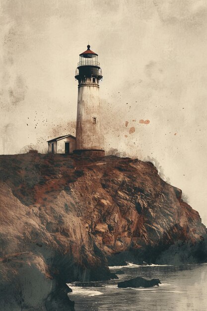 a lighthouse on a rocky hill