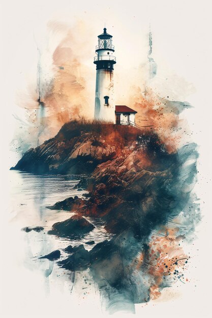 a lighthouse on a rocky island