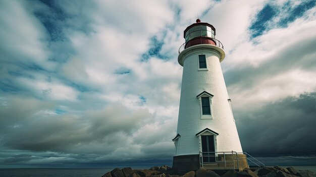 a lighthouse on a rocky shore